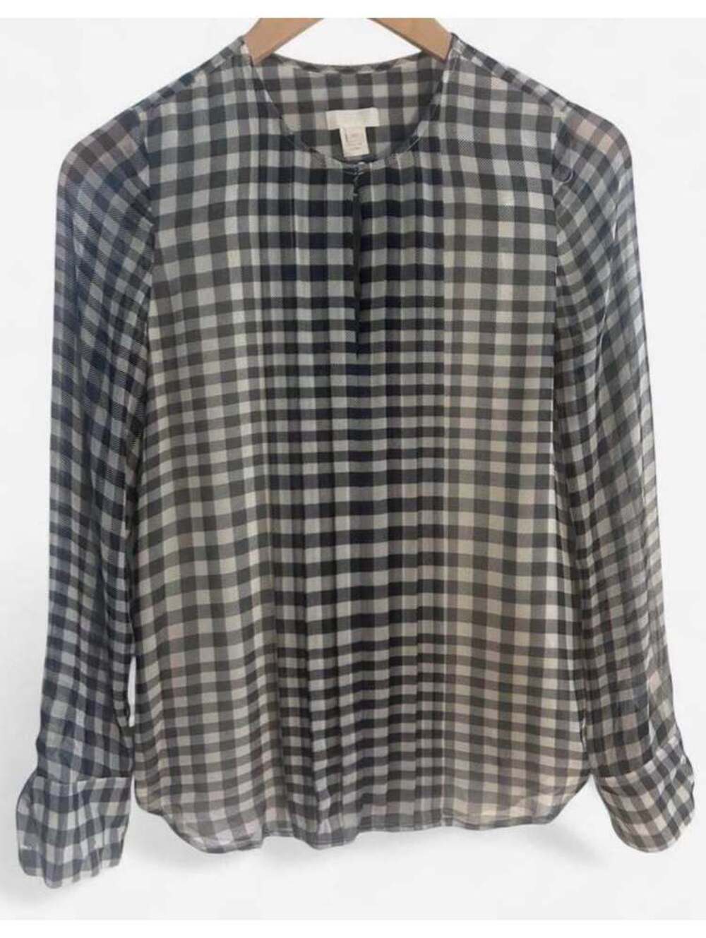 Vintage J. Crew Women's Silk Gingham Blouse Size XS